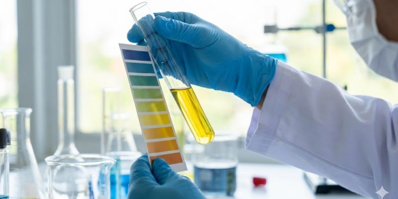 Laboratory technician performing enzymatic activity assay testing to verify FCC unit potency.
